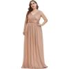 imageEverPretty Womens Custom VNeck Ruched Empire Wasit A Line Bridesmaid Dresses 07764Brose Gold
