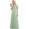 imageEverPretty Womens Evening Dresses V Neck Short Sleeves Aline Glitter Formal Dresses 50159Mint Green