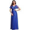 imageEverPretty Womens Evening Dresses V Neck Short Sleeves Aline Glitter Formal Dresses 50159Sapphire Blue
