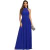 imageEverPretty Womens Halter Neck Summer Formal Dresses Sleeveless Pletaed Floor Length Glitter Evening Dresses 41961Sapphire Blue