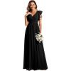 imageEverPretty Womens Ruffles Sleeves Back Cutout Bridesmaid Dresses A Line Formal Dress 01819Black