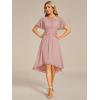 imageEverPretty Womens Chiffon Crew Neck Pleated Waist Short Sleeve Wedding Guest Dress 02053Dusty Rose