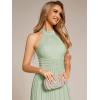 imageEverPretty Womens Summer Halter Sleeveless Pletaed Floor Length Glitter Formal Evening Gowns 41961Mint Green