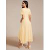 imageEverPretty Womens A Line V Neck Ruffle Sleeves Pleated High Low Formal Dresses 02084Yellow