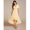 imageEverPretty Womens A Line V Neck Ruffle Sleeves Pleated High Low Formal Dresses 02084Yellow