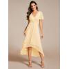 imageEverPretty Womens A Line V Neck Ruffle Sleeves Pleated High Low Formal Dresses 02084Yellow