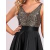imageEverPretty Womens Bridesmaid Dresses Summer Glitter VNeck Aline HighLow Wedding Guest Dresses 00667Black