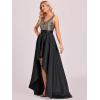 imageEverPretty Womens Bridesmaid Dresses Summer Glitter VNeck Aline HighLow Wedding Guest Dresses 00667Black