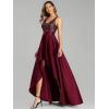 imageEverPretty Womens Bridesmaid Dresses Summer Glitter VNeck Aline HighLow Wedding Guest Dresses 00667Burgundy