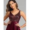 imageEverPretty Womens Bridesmaid Dresses Summer Glitter VNeck Aline HighLow Wedding Guest Dresses 00667Burgundy