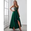 imageEverPretty Womens Bridesmaid Dresses Summer Glitter VNeck Aline HighLow Wedding Guest Dresses 00667Dark Green