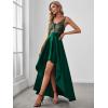 imageEverPretty Womens Bridesmaid Dresses Summer Glitter VNeck Aline HighLow Wedding Guest Dresses 00667Dark Green