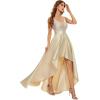 imageEverPretty Womens Bridesmaid Dresses Summer Glitter VNeck Aline HighLow Wedding Guest Dresses 00667Gold