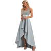 imageEverPretty Womens Bridesmaid Dresses Summer Glitter VNeck Aline HighLow Wedding Guest Dresses 00667Grey