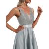 imageEverPretty Womens Bridesmaid Dresses Summer Glitter VNeck Aline HighLow Wedding Guest Dresses 00667Grey