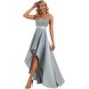 imageEverPretty Womens Bridesmaid Dresses Summer Glitter VNeck Aline HighLow Wedding Guest Dresses 00667Grey
