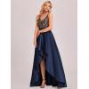 imageEverPretty Womens Bridesmaid Dresses Summer Glitter VNeck Aline HighLow Wedding Guest Dresses 00667Navy Blue