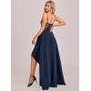 imageEverPretty Womens Bridesmaid Dresses Summer Glitter VNeck Aline HighLow Wedding Guest Dresses 00667Navy Blue