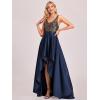 imageEverPretty Womens Bridesmaid Dresses Summer Glitter VNeck Aline HighLow Wedding Guest Dresses 00667Navy Blue