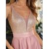 imageEverPretty Womens Bridesmaid Dresses Summer Glitter VNeck Aline HighLow Wedding Guest Dresses 00667Orchid