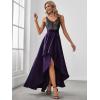 imageEverPretty Womens Bridesmaid Dresses Summer Glitter VNeck Aline HighLow Wedding Guest Dresses 00667Purple