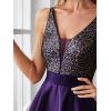 imageEverPretty Womens Bridesmaid Dresses Summer Glitter VNeck Aline HighLow Wedding Guest Dresses 00667Purple