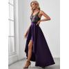 imageEverPretty Womens Bridesmaid Dresses Summer Glitter VNeck Aline HighLow Wedding Guest Dresses 00667Purple