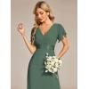imageEverPretty Womens Classic Chiffon Short Sleeve Pleated VNeck Floor Length Bridesmaid Dresses 09890Eucalyptus Green