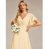 imageEverPretty Womens Classic Chiffon Short Sleeve Pleated VNeck Floor Length Bridesmaid Dresses 09890Yellow