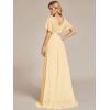 imageEverPretty Womens Classic Chiffon Short Sleeve Pleated VNeck Floor Length Bridesmaid Dresses 09890Yellow