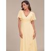 imageEverPretty Womens Double V Neck A Line Ruffle Hem Backless High Low Chiffon Bridesmaid Dresses 01749Yellow