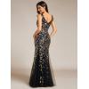 imageEverPretty Womens Formal Dress Sequin Tulle Double VNeck Sleeveless Mermaid Long Evening Dress 07886Black Gold
