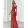 imageEverPretty Womens Formal Dress Sequin Tulle Double VNeck Sleeveless Mermaid Long Evening Dress 07886Burnt Orange