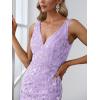 imageEverPretty Womens Formal Dress Sequin Tulle Double VNeck Sleeveless Mermaid Long Evening Dress 07886Lavender