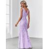 imageEverPretty Womens Formal Dress Sequin Tulle Double VNeck Sleeveless Mermaid Long Evening Dress 07886Lavender