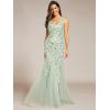 imageEverPretty Womens Formal Dress Sequin Tulle Double VNeck Sleeveless Mermaid Long Evening Dress 07886Mint Green