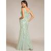 imageEverPretty Womens Formal Dress Sequin Tulle Double VNeck Sleeveless Mermaid Long Evening Dress 07886Mint Green