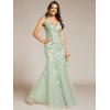 imageEverPretty Womens Formal Dress Sequin Tulle Double VNeck Sleeveless Mermaid Long Evening Dress 07886Mint Green