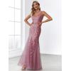 imageEverPretty Womens Formal Dress Sequin Tulle Double VNeck Sleeveless Mermaid Long Evening Dress 07886Orchid