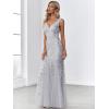 imageEverPretty Womens Formal Dress Sequin Tulle Double VNeck Sleeveless Mermaid Long Evening Dress 07886Silver
