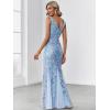 imageEverPretty Womens Formal Dress Sequin Tulle Double VNeck Sleeveless Mermaid Long Evening Dress 07886Sky Blue