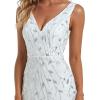 imageEverPretty Womens Formal Dress Sequin Tulle Double VNeck Sleeveless Mermaid Long Evening Dress 07886White