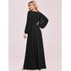 imageEverPretty Womens V Neck Long Lantern Sleeves Floor Length Ruched Chiffon ALine Formal Evening Dress 00461Black