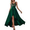 imageEverPretty Womens Bridesmaid Dresses Summer Glitter VNeck Aline HighLow Wedding Guest Dresses 00667Dark Green