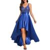 imageEverPretty Womens Bridesmaid Dresses Summer Glitter VNeck Aline HighLow Wedding Guest Dresses 00667Sapphire Blue