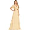 imageEverPretty Womens Classic Chiffon Short Sleeve Pleated VNeck Floor Length Bridesmaid Dresses 09890Yellow