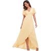imageEverPretty Womens Double V Neck A Line Ruffle Hem Backless High Low Chiffon Bridesmaid Dresses 01749Yellow