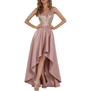 imageEverPretty Womens Bridesmaid Dresses Summer Glitter VNeck Aline HighLow Wedding Guest Dresses 00667Orchid