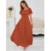 imageEverPretty Womens Classic Round Neck Short Sleeves Chiffon Floor Length Bridesmaid Dress 01840PHBurnt Orange