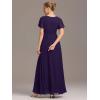 imageEverPretty Womens Classic Round Neck Short Sleeves Chiffon Floor Length Bridesmaid Dress 01840PHDark Purple
